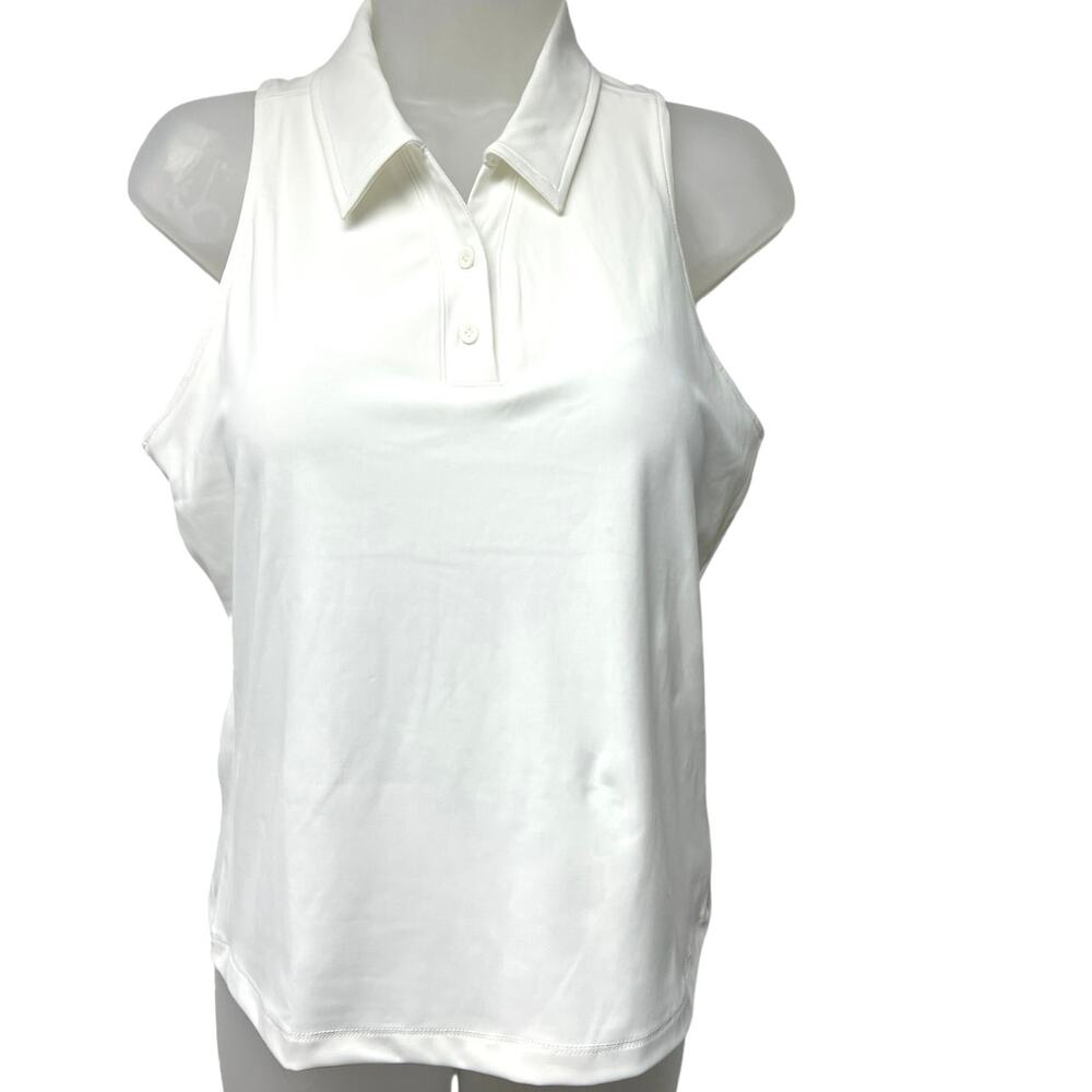 NWT Tretorn White Collared Sleeveless Polo Top Stretch Built In Bra Size Small